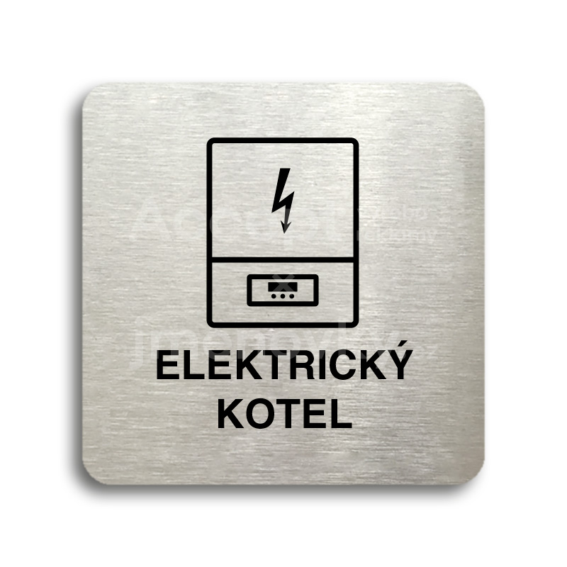 ACCEPT Piktogram elektrický kotel - stříbrná tabulka - černý tisk bez rámečku