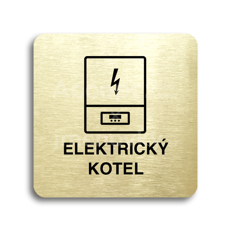 ACCEPT Piktogram elektrický kotel - zlatá tabulka - černý tisk bez rámečku