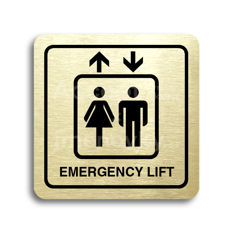 ACCEPT Piktogram emergency lift - zlatá tabulka - černý tisk