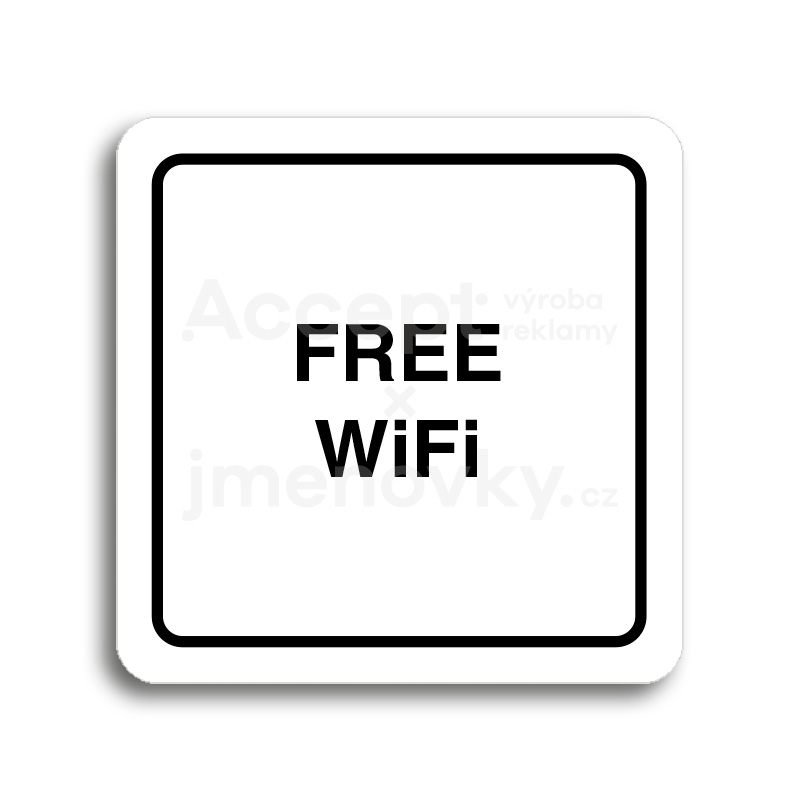 Piktogram "free WiFi" - bílá tabulka - černý tisk
