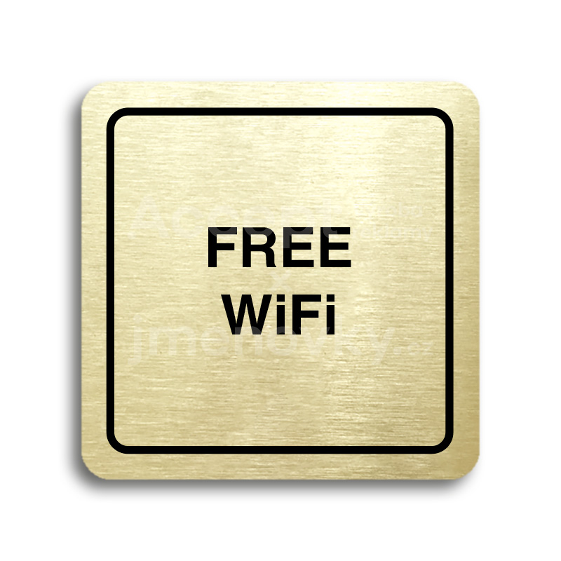 Piktogram "free WiFi" - zlatá tabulka - černý tisk