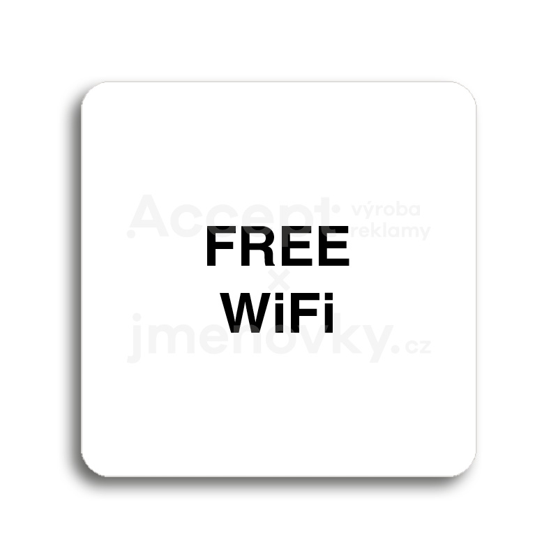 Piktogram "free WiFi" - bílá tabulka - černý tisk bez rámečku