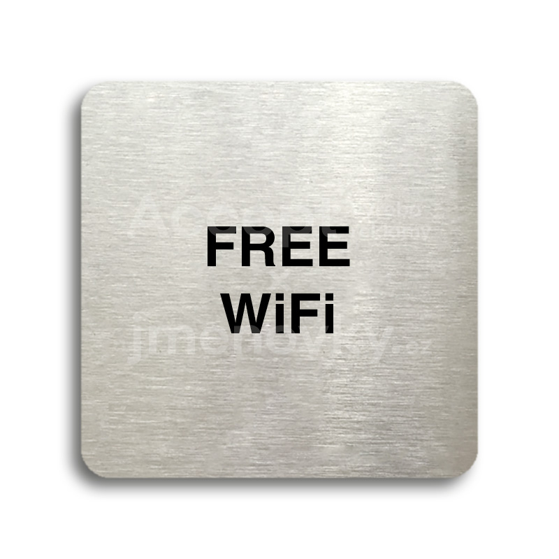 Piktogram "free WiFi" - stříbrná tabulka - černý tisk bez rámečku