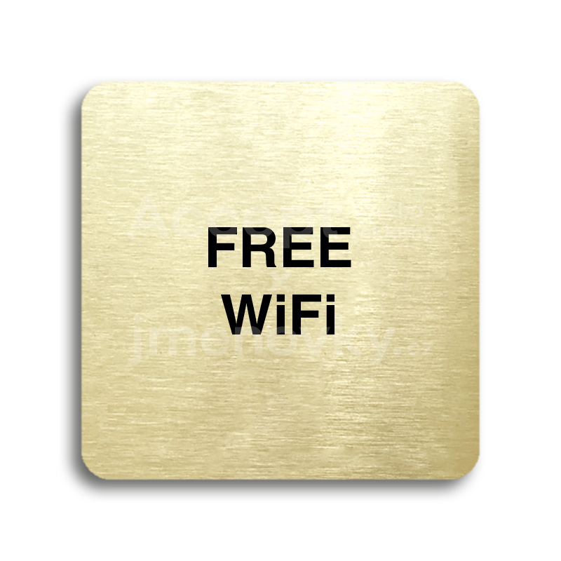 Piktogram "free WiFi" - zlatá tabulka - černý tisk bez rámečku
