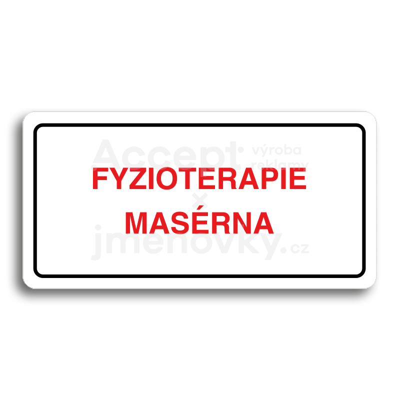 Piktogram "FYZIOTERAPIE - MASÉRNA" - bílá tabulka - barevný tisk