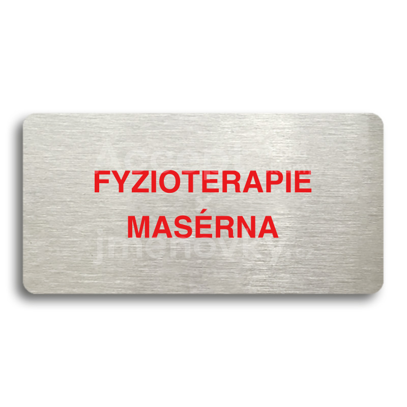 Piktogram "FYZIOTERAPIE - MASÉRNA" - stříbrná tabulka - barevný tisk bez rámečku