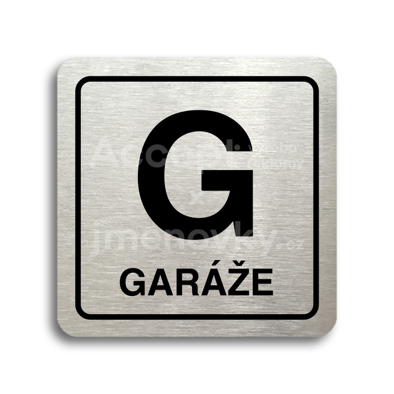 ACCEPT Piktogram G garáže - stříbrná tabulka - černý tisk