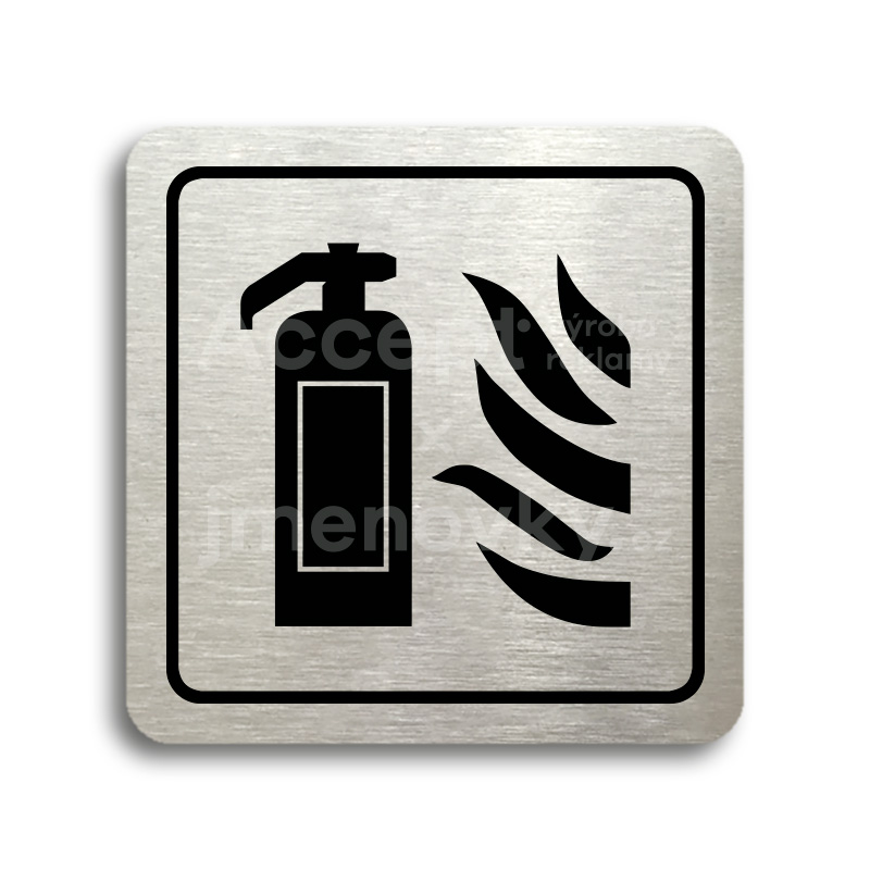 Piktogram "hasicí přístroj" - stříbrná tabulka - černý tisk