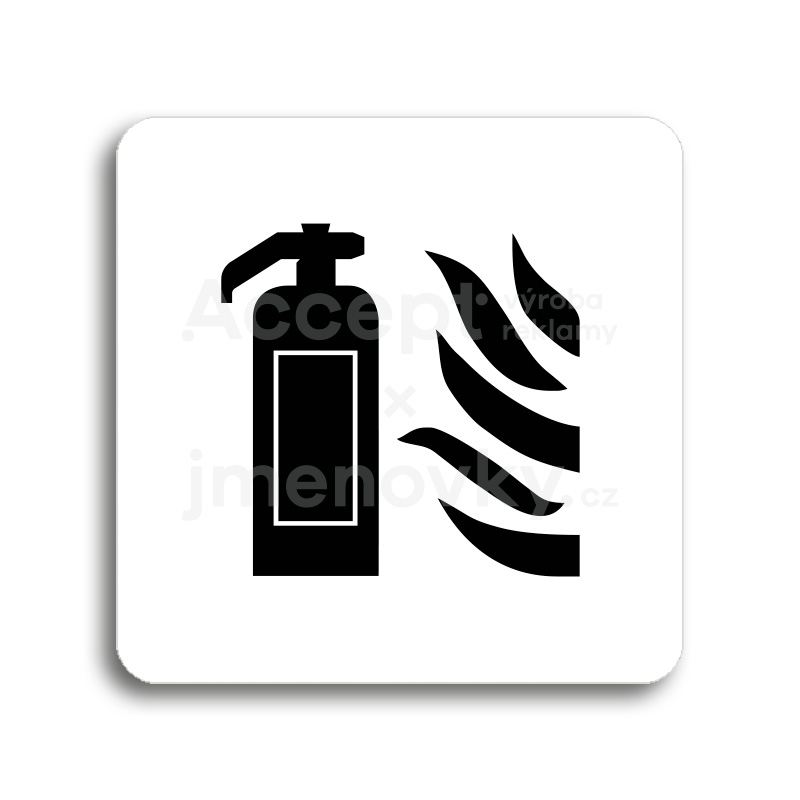 Piktogram "hasicí přístroj" - bílá tabulka - černý tisk bez rámečku