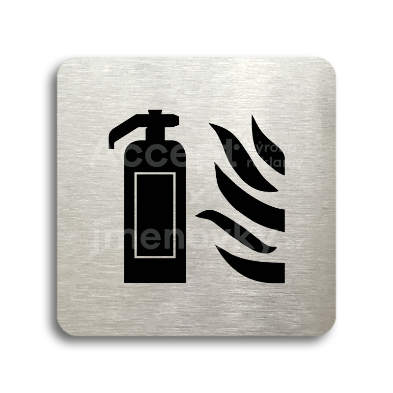Piktogram "hasicí přístroj" - stříbrná tabulka - černý tisk bez rámečku