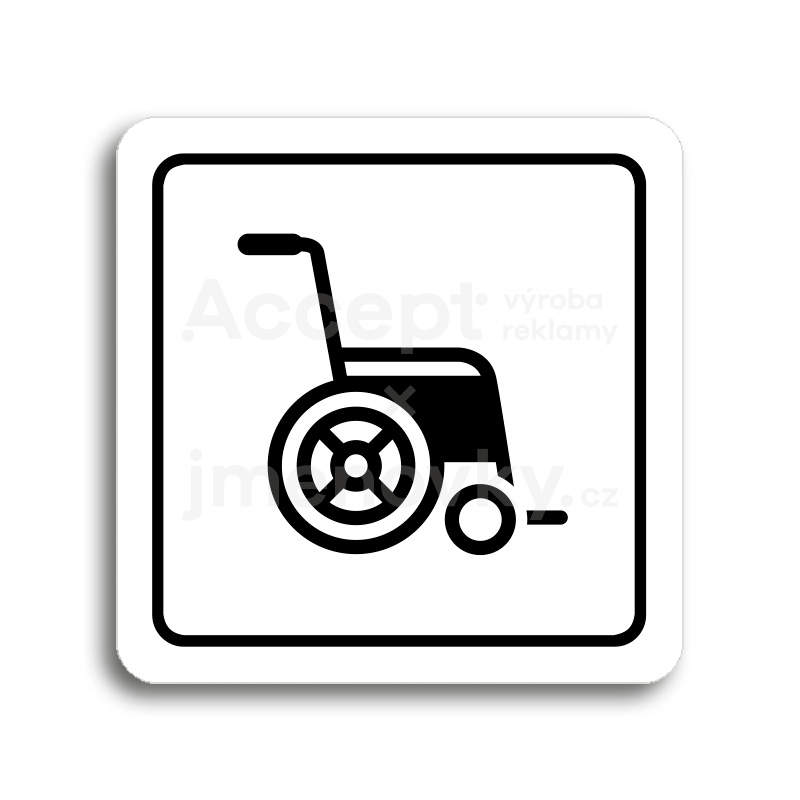 Piktogram "invalidní vozík" - bílá tabulka - černý tisk