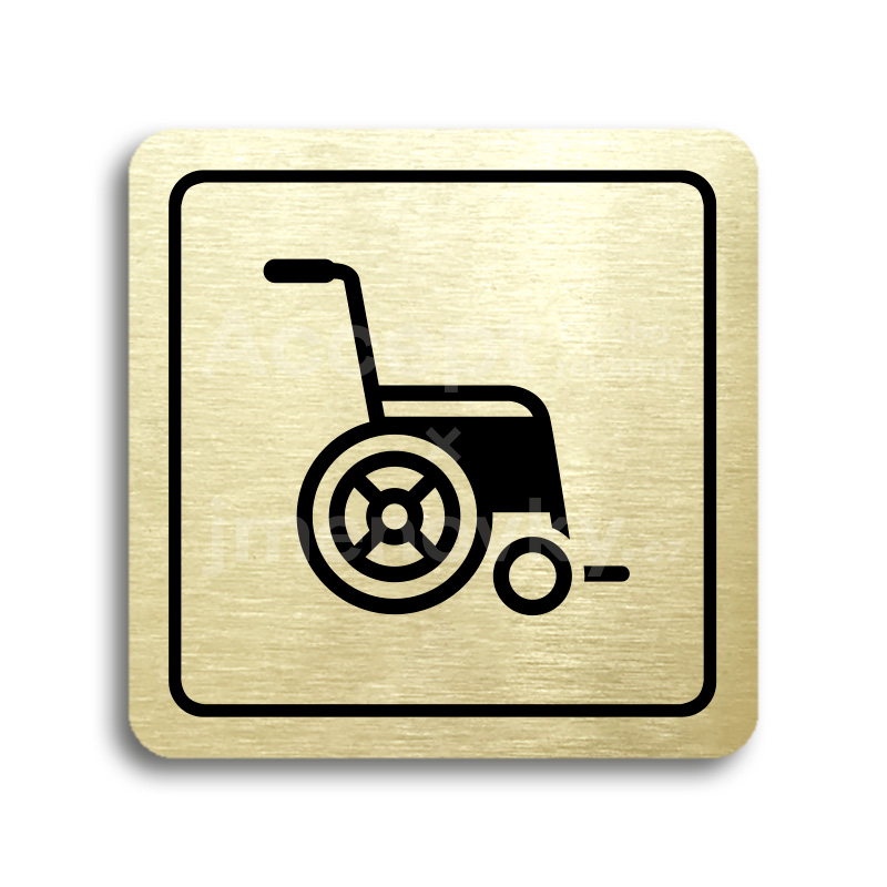 Piktogram "invalidní vozík" - zlatá tabulka - černý tisk