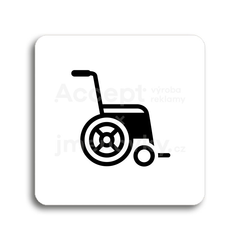 Piktogram "invalidní vozík" - bílá tabulka - černý tisk bez rámečku