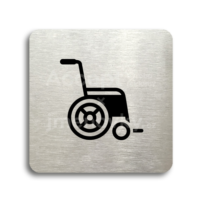 Piktogram "invalidní vozík" - stříbrná tabulka - černý tisk bez rámečku