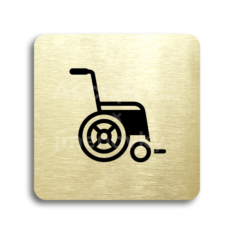 Piktogram "invalidní vozík" - zlatá tabulka - černý tisk bez rámečku