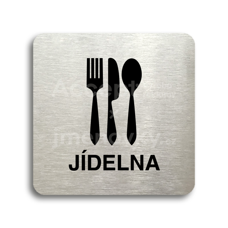 Piktogram "jídelna" - stříbrná tabulka - černý tisk bez rámečku Piktogram "jídelna" - stříbrná tabulka - černý tisk bez rámečku