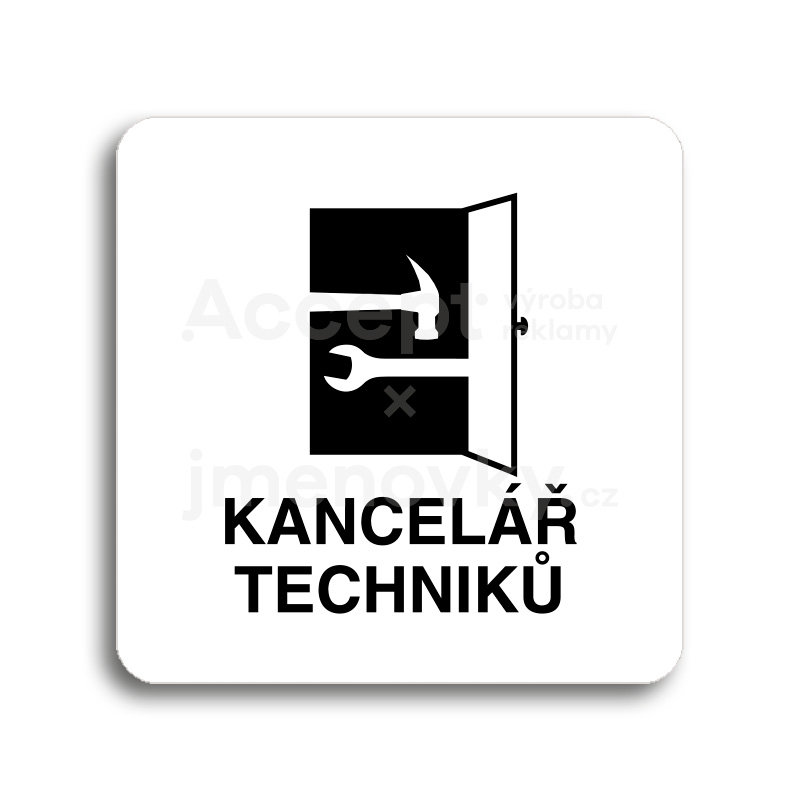 Piktogram "kancelář techniků" - bílá tabulka - černý tisk bez rámečku