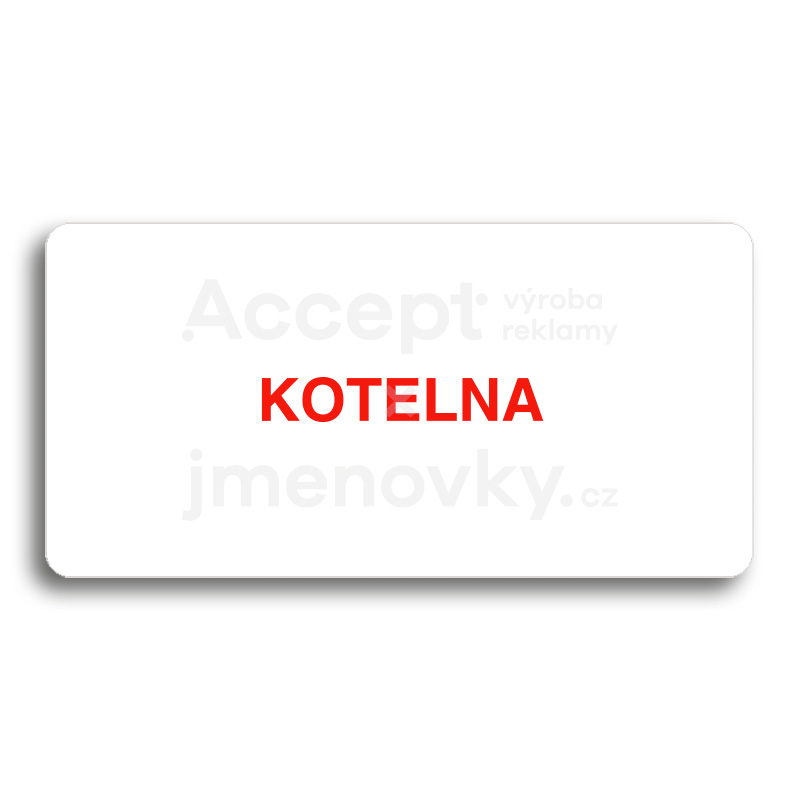 Piktogram "KOTELNA" - bílá tabulka - barevný tisk bez rámečku