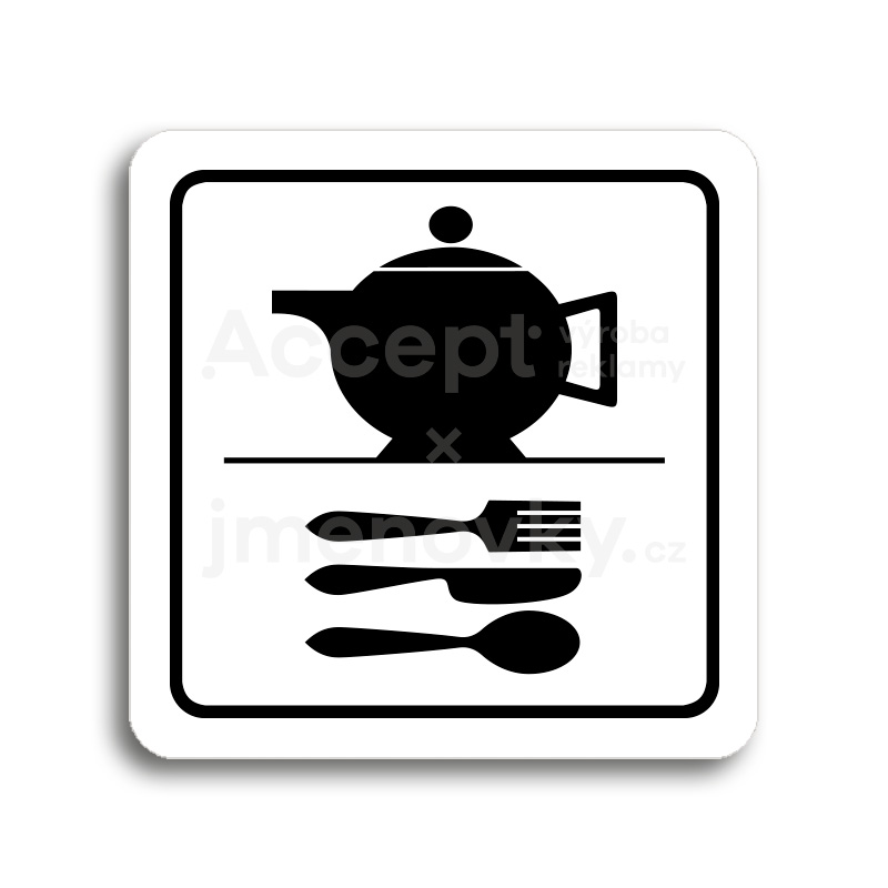 Piktogram "kuchyňka" - bílá tabulka - černý tisk