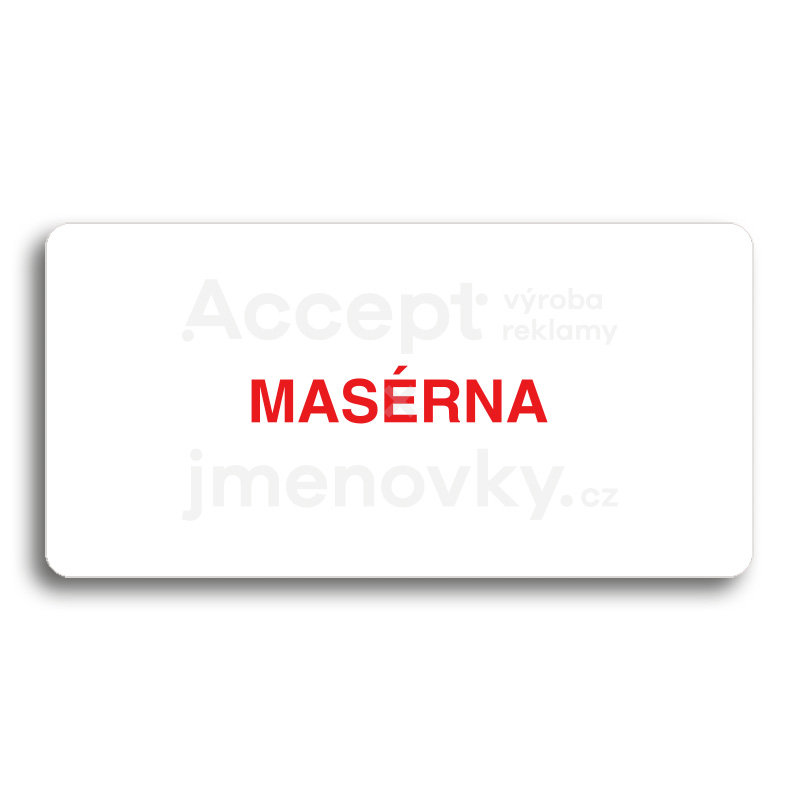 Piktogram "MASÉRNA" - bílá tabulka - barevný tisk bez rámečku