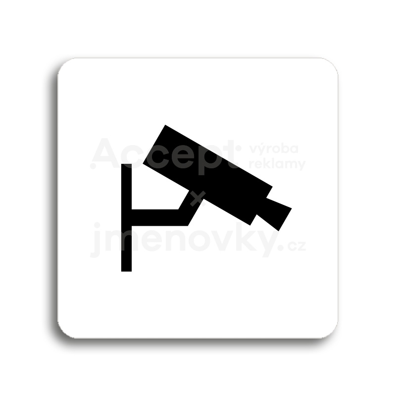 Piktogram "monitorováno II" - bílá tabulka - černý tisk bez rámečku