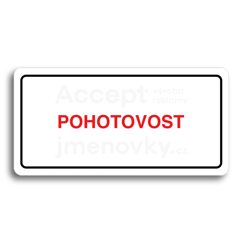 Piktogram "POHOTOVOST" - bílá tabulka - barevný tisk