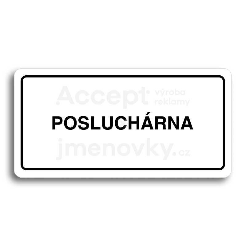 Piktogram "POSLUCHÁRNA" - bílá tabulka - černý tisk