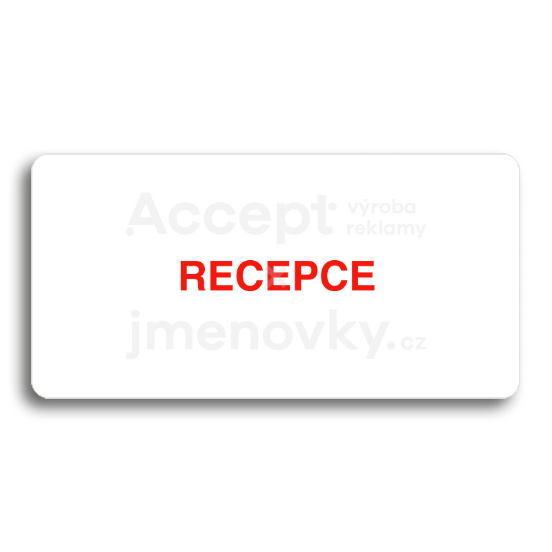 Piktogram "RECEPCE" - bílá tabulka - barevný tisk bez rámečku