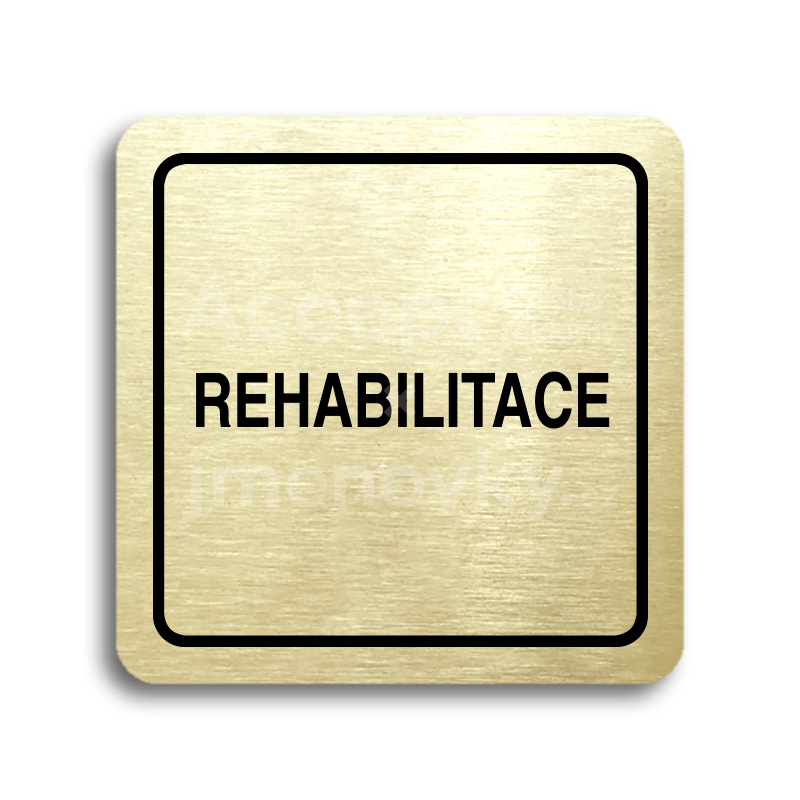 Piktogram "rehabilitace" - zlatá tabulka - černý tisk