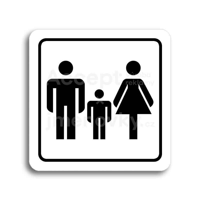 Piktogram "rodiny s dětmi" - bílá tabulka - černý tisk