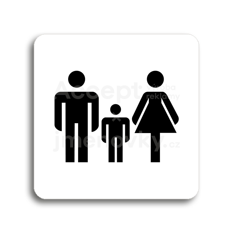 Piktogram "rodiny s dětmi" - bílá tabulka - černý tisk bez rámečku