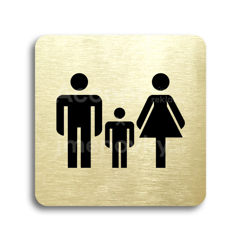 Piktogram "rodiny s dětmi" - zlatá tabulka - černý tisk bez rámečku