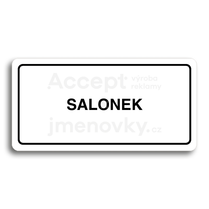 Piktogram "SALONEK" - bílá tabulka - černý tisk