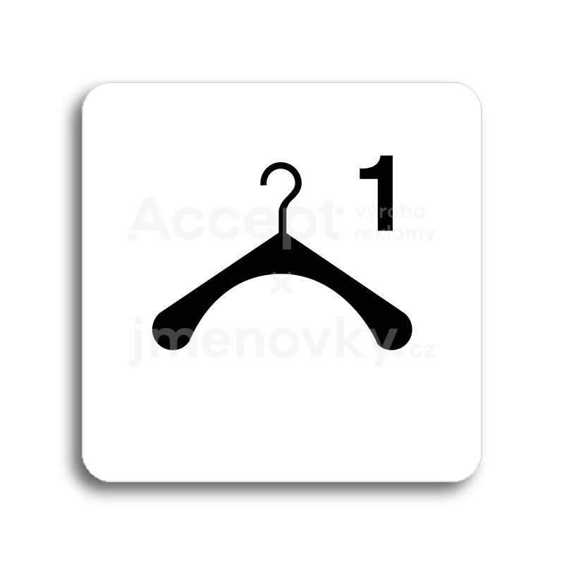 ACCEPT Piktogram šatna 1 III - bílá tabulka - černý tisk bez rámečku