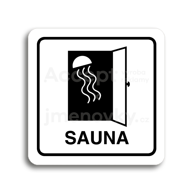 Piktogram "sauna II" - bílá tabulka - černý tisk
