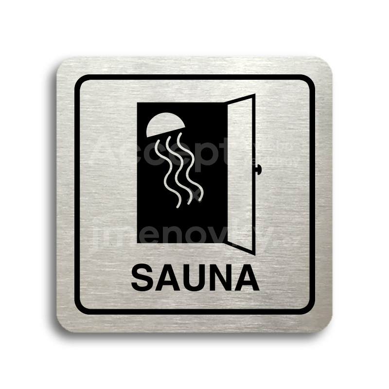 Piktogram "sauna II" - stříbrná tabulka - černý tisk