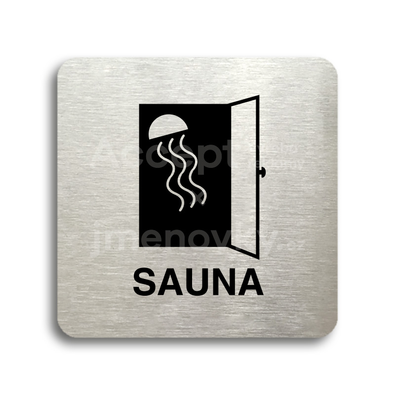 Piktogram "sauna II" - stříbrná tabulka - černý tisk bez rámečku