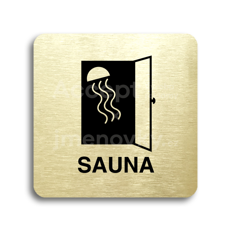 Piktogram "sauna II" - zlatá tabulka - černý tisk bez rámečku