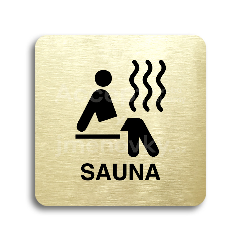 Piktogram "sauna III" - zlatá tabulka - černý tisk bez rámečku