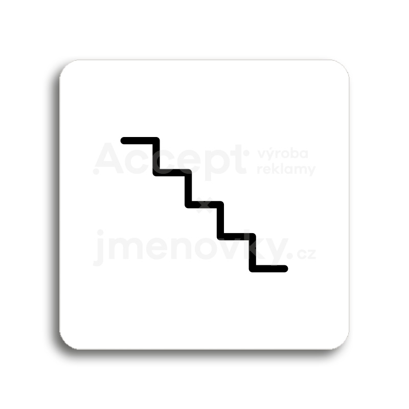 Piktogram "schodiště" - bílá tabulka - černý tisk bez rámečku
