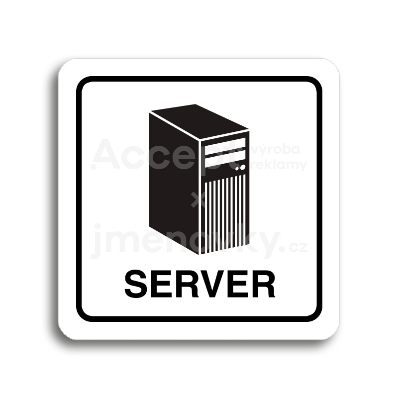 Piktogram "server" - bílá tabulka - černý tisk