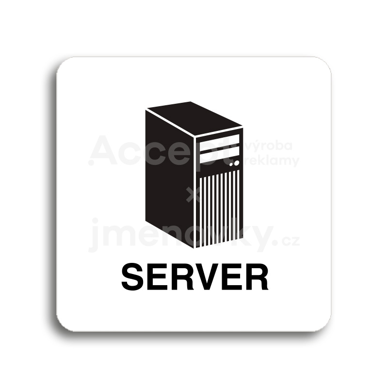 Piktogram "server" - bílá tabulka - černý tisk bez rámečku