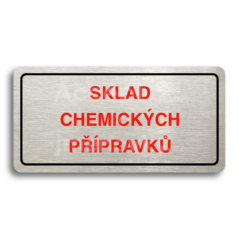 Piktogram "SKLAD CHEMICKÝCH PŘÍPRAVKŮ" - stříbrná tabulka - barevný tisk