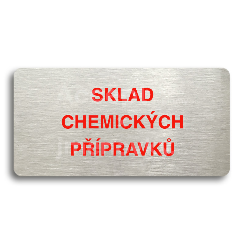 Piktogram "SKLAD CHEMICKÝCH PŘÍPRAVKŮ" - stříbrná tabulka - barevný tisk bez rámečku