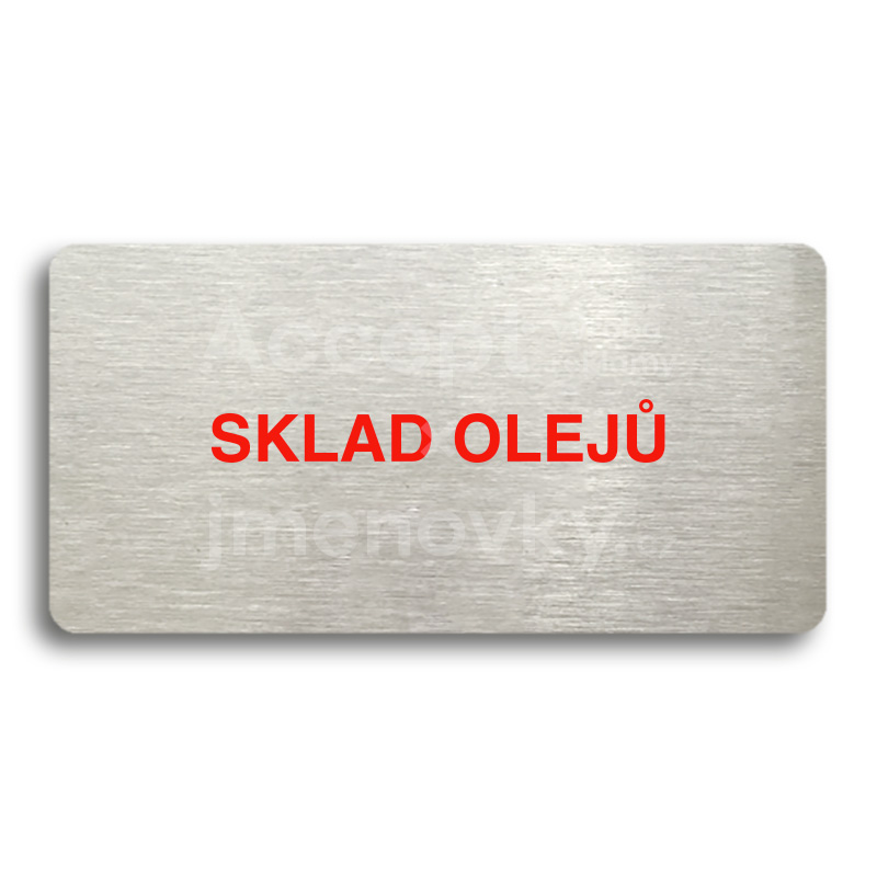 Piktogram "SKLAD OLEJŮ" - stříbrná tabulka - barevný tisk bez rámečku