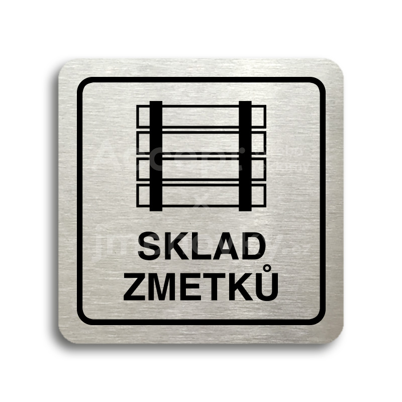 Piktogram "sklad zmetků" - stříbrná tabulka - černý tisk Piktogram "sklad zmetků" - stříbrná tabulka - černý tisk