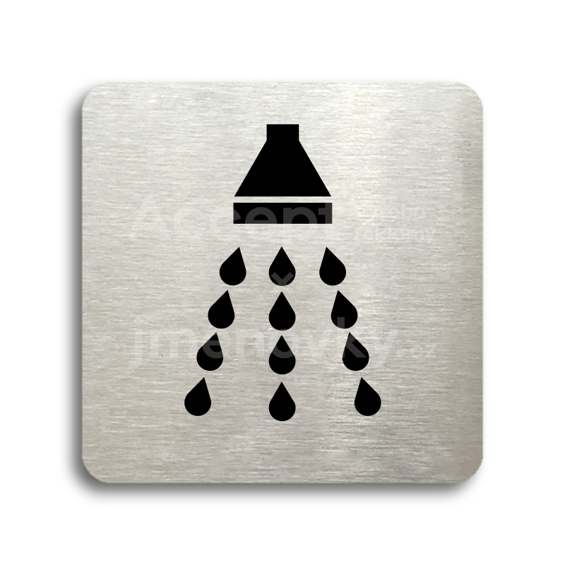 Piktogram "sprcha" - stříbrná tabulka - černý tisk bez rámečku