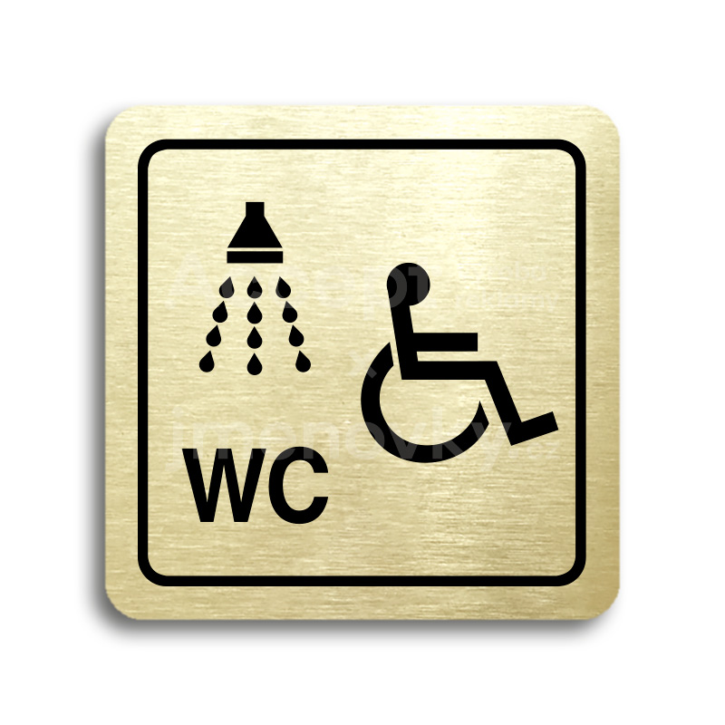 Piktogram "sprcha, WC invalidé" - zlatá tabulka - černý tisk