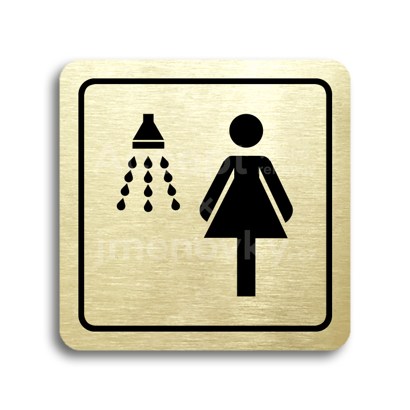 Piktogram "sprcha ženy" - zlatá tabulka - černý tisk