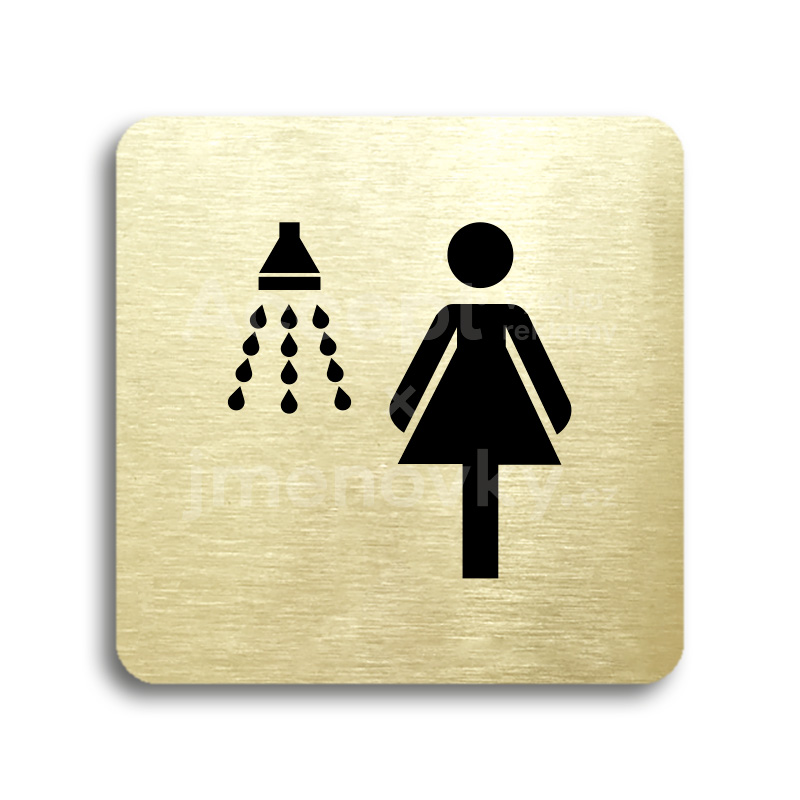 Piktogram "sprcha ženy" - zlatá tabulka - černý tisk bez rámečku